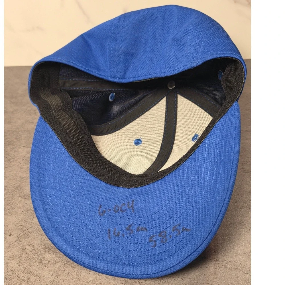 Blank Royal Blue Fitted Baseball Cap Flat Bill Athletic Mesh Hat 58.5cm Blank